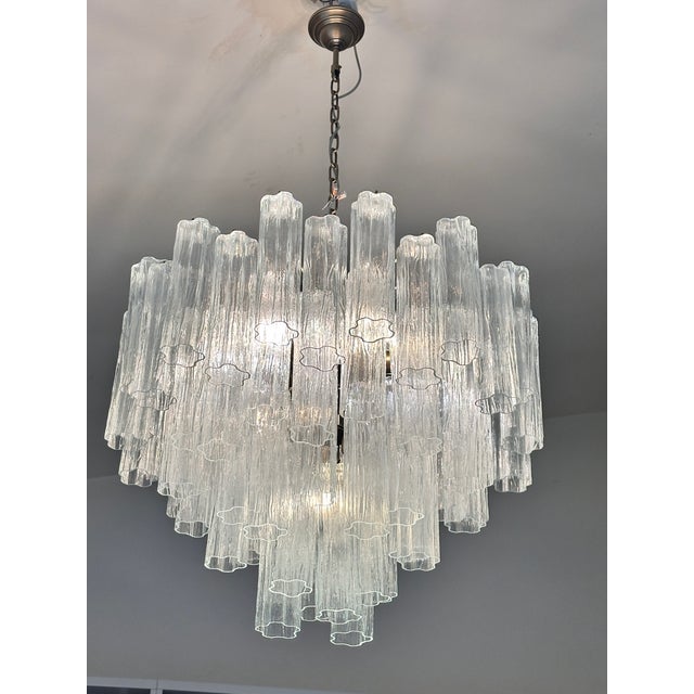 Glass Contemporary Trasparent “Tronchi” Murano Glass Brunish Chandelier in Venini Style For Sale - Image 7 of 7
