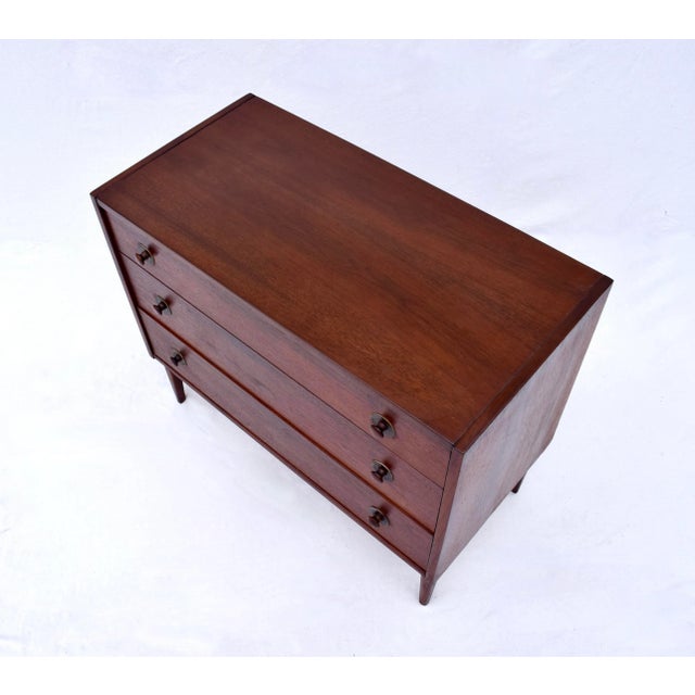 Mid Century Walnut Three Drawer Bachelors Chest by Jack Cartwright For Sale In Philadelphia - Image 6 of 11