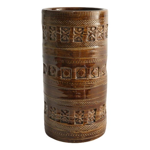 Mid-Century Modern Brown Stoneware Vase by Aldo Londi for Bitossi, Italy, 1960s For Sale