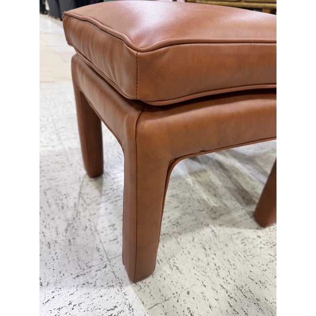 Pair of Vintage Leather Ottomans in Caramel Brown For Sale In Washington DC - Image 6 of 6