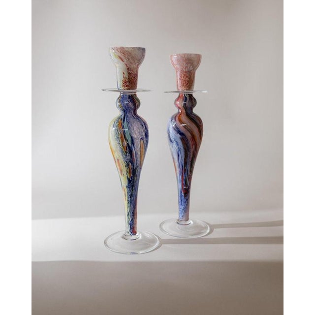 Vintage Italian Murano Glass Candleholders, 1980s, Set of 2 For Sale - Image 6 of 13