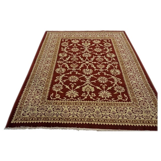 Persian Tabriz Wool 6X7 Red, Brown & Ivory Handmade Area Rug #9902039
