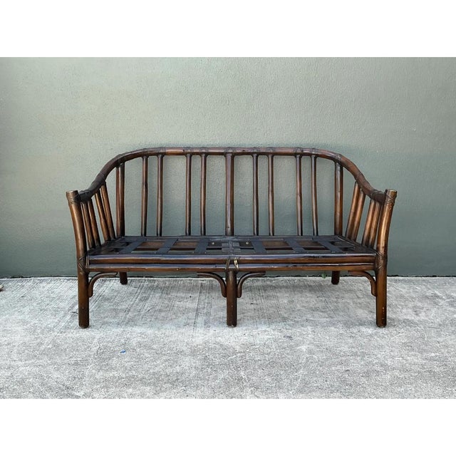 Mid-Century Modern Vintage McGuire Bent Rattan Loveseat For Sale - Image 3 of 12