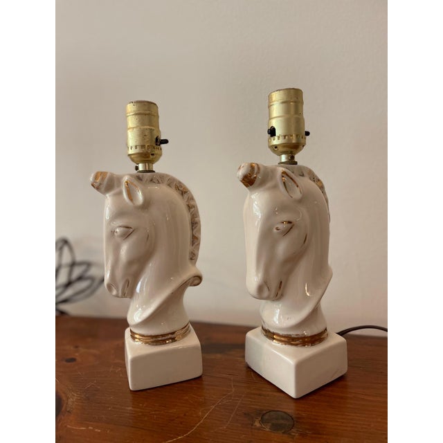 Mid-Century Modern 1970s Unicorn Ceramic Table Lamps, Pair For Sale - Image 3 of 5