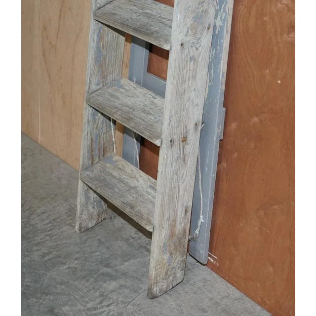 Vintage Aqua Blue Paint Pitch Pine Decorators Ladder, 1920s For Sale - Image 17 of 18
