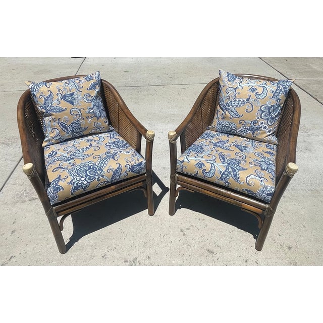 Authentic McGuire Vintage Rattan Barrel Back Lounge Chair Pair For Sale In San Diego - Image 6 of 15