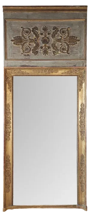Antique Empire Trumeau Mirror in Carved and Gilt Wood, 1810