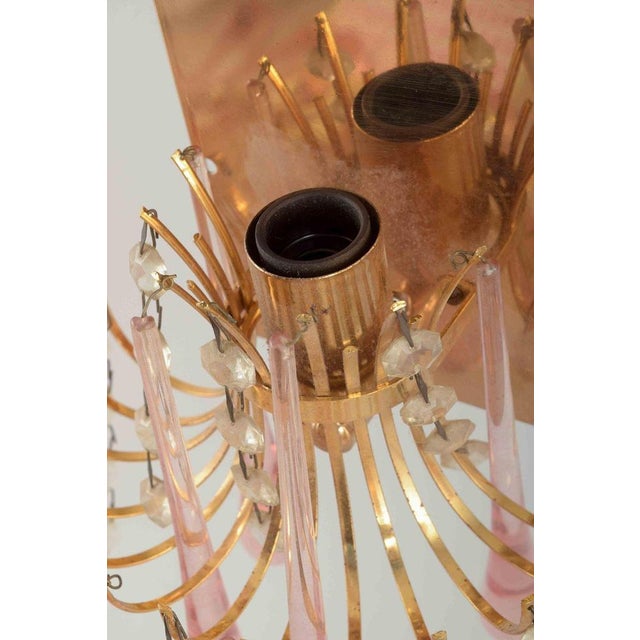 Murano Glass and Brass Wall Lamps with Art Glass Prisms, 1970s, Set of 2 For Sale - Image 3 of 5