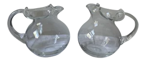 1990s Blown Small Glass Pitchers - a Pair