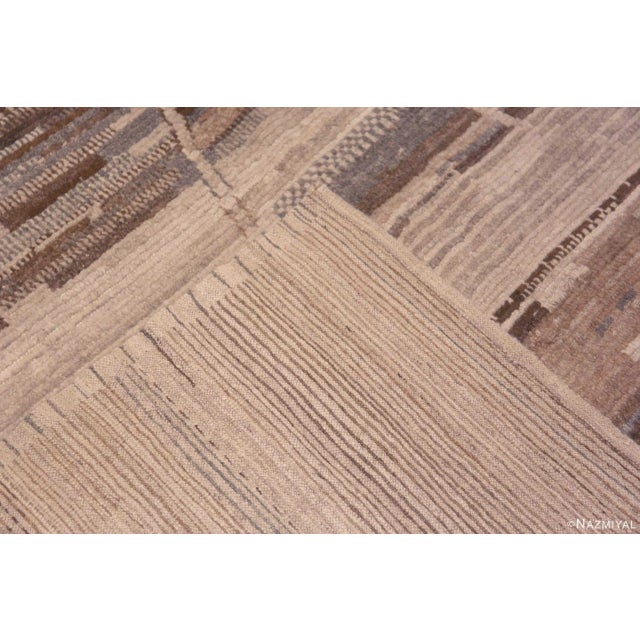A Fascinating Large Room Size Tribal Geometric Earth Tone Color Modern Minimalist Area Rug, Country Of Origin: Central...