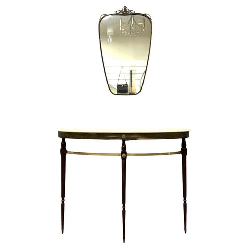 Mid-Century Modernist Console Table with Mirror in Brass, 1950s, Set of 2 For Sale - Image 11 of 11