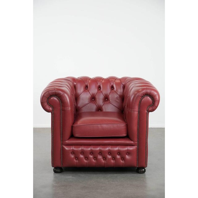 English Chesterfield 2.5 Seater Sofa and Chair in Cowhide Leather, Set of 2 For Sale - Image 14 of 18