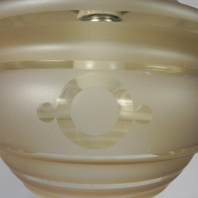 Art Deco Pendant Lamp with Etched Glass Shade and Geometric Motifs, 1930s For Sale - Image 9 of 16