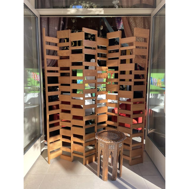 Vintage Folding Teak Screen For Sale - Image 11 of 11