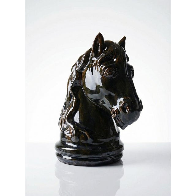 Horse Head or Chess Knight in Glazed Terracotta, France, 1980s For Sale - Image 17 of 17