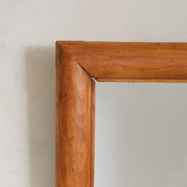 Italian Vertical Rectangular Wall Mirror with Chamfered Wood Frame, 1950s For Sale - Image 4 of 9