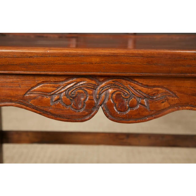 Pair of Qing Dynasty Chinese Horseshoe-Back Armchairs in Carved Elmwood For Sale - Image 12 of 18