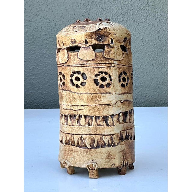Vintage Original Studio Pottery Cutout Vase For Sale - Image 9 of 12