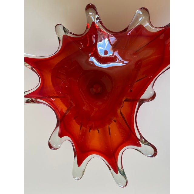 1960s 1960s Large Mid-Century Red Pop Art Splash Murano Glass Bowl For Sale - Image 5 of 12