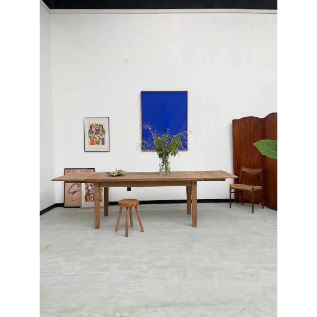 Brown Oak Farm Table with Extensions, 1960s For Sale - Image 8 of 18
