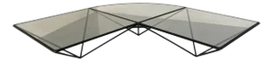 Italian Modernist Stealth Shaped Steel and Glass Coffee Table, 1980s