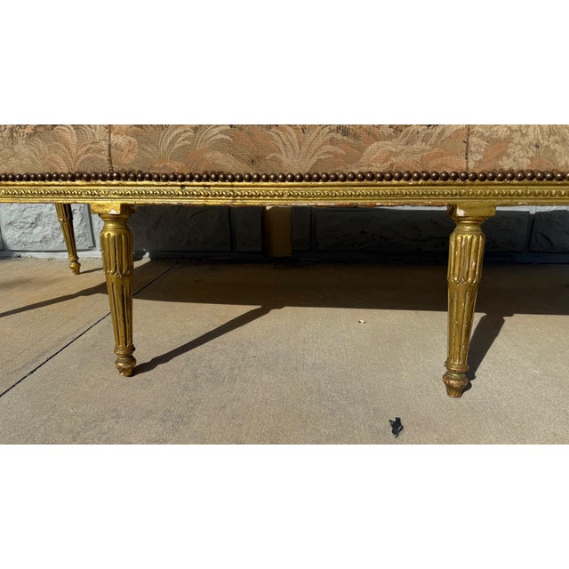 1950s Louis XVI Style Giltwood Settee With Scenic Tapestry Upholstery For Sale - Image 9 of 13