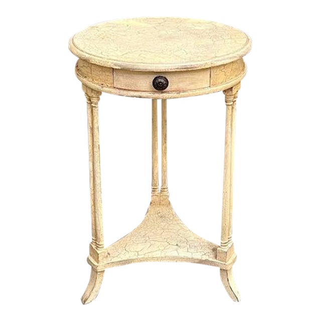 Ivory Crackled Round FrenchStyle Accent Table W/ Drawer Chairish