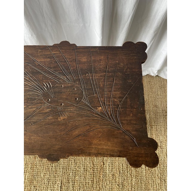 French Art Nouveau Walnut Side Table, 1890s For Sale - Image 10 of 18