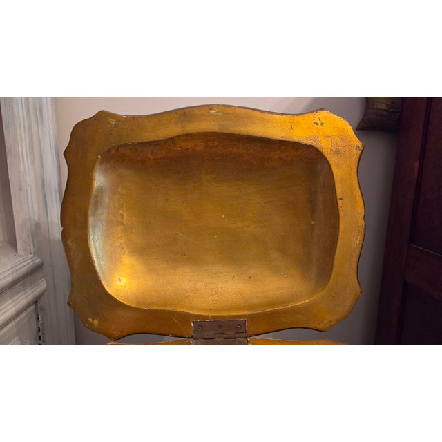 1950s Italian Florentine Hand-Painted Sewing or Jewelry Box on Cabriole-Leg Stand For Sale - Image 15 of 18