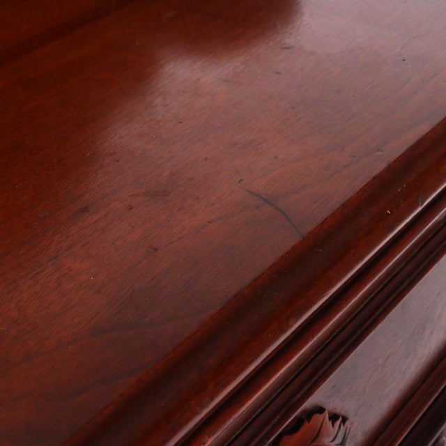 Antique Carved Walnut 3-Drawer Commode With Backsplash & Shelves Circa 1890 For Sale - Image 13 of 16