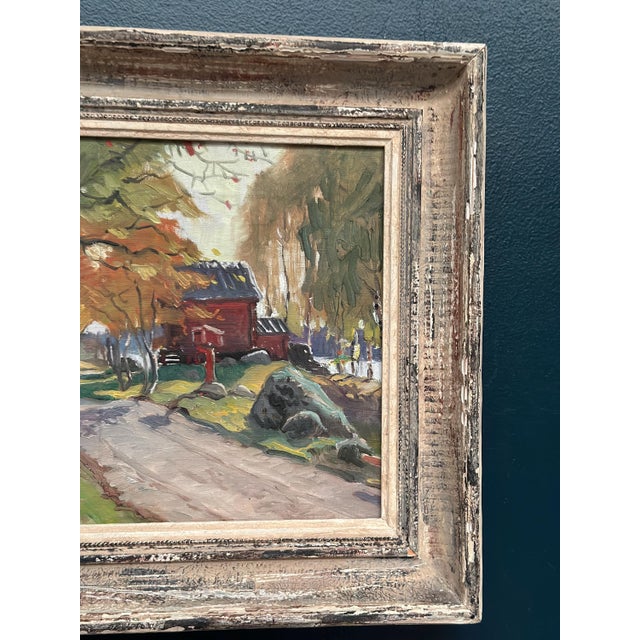 Karl Gustaf Strandberg, Road to Red Huts, 1950s, Oil Painting on Canvas, Framed For Sale - Image 4 of 12