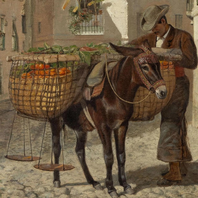 Seville William Logsdail, The Orange Seller, Calle Conteros, 1800s, Oil Painting on Canvas For Sale - Image 4 of 8