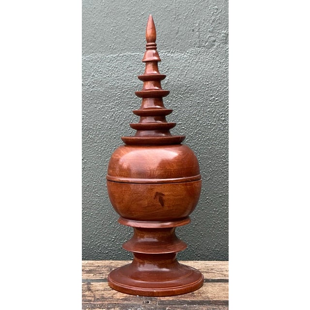 Vintage Turned Wood Spire Box For Sale - Image 10 of 12