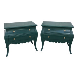 Vintage Bombay Style Green Nightstands - a Pair For Sale