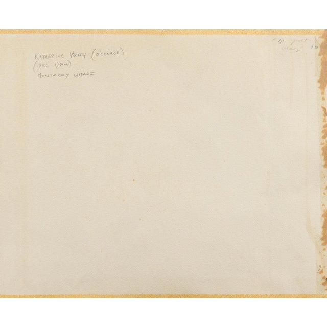 Purple 'Fishermen at Monterey Wharf' by Katherine Wengi, Mid-Century Woman Artist, Watercolor Society of Oregon For Sale - Image 8 of 11