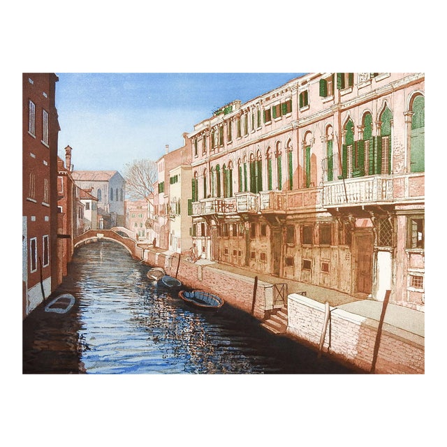 Late 20th Century F. St. Clair Miller Canals of Venice Italy Etching For Sale