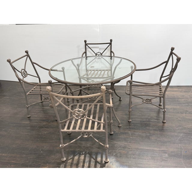 Terra Furniture Renaissance Outdoor Patio Table + Chairs, Set of Five For Sale In San Francisco - Image 6 of 12