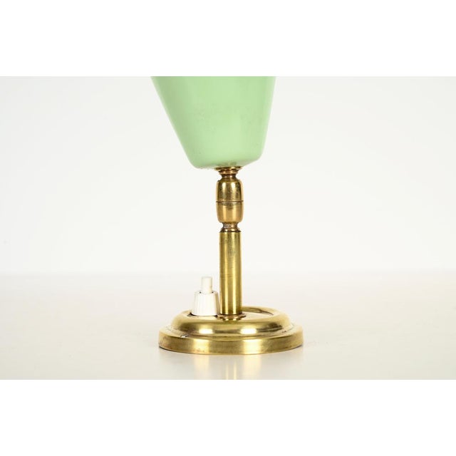 Metal Italian Wall Lights in Brass and Green Metal by G. Ostuni, 1950s, Set of 2 For Sale - Image 7 of 17