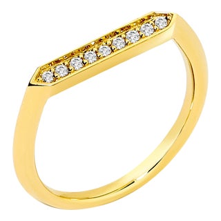 Syna Yellow Gold Hex Ring with Diamonds For Sale