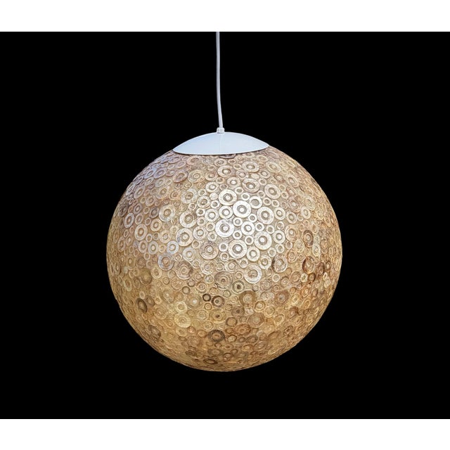 2020s Worlds Away Croc Capiz Shell 20” Round Ball Pendant Light For Sale - Image 5 of 7