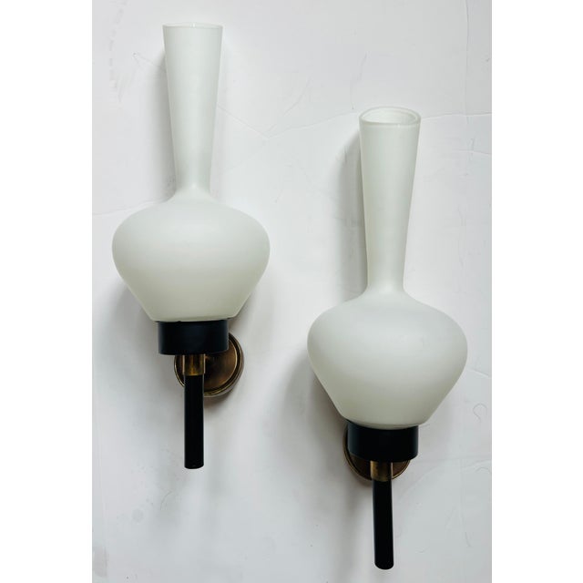 Large Grand Pair of French 1950s Mid Century Wall Lamps For Sale In New York - Image 6 of 12