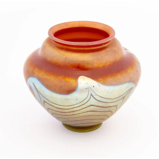 Abstract Louis Comfort Tiffany Red Favrile Glass Vase For Sale - Image 3 of 11