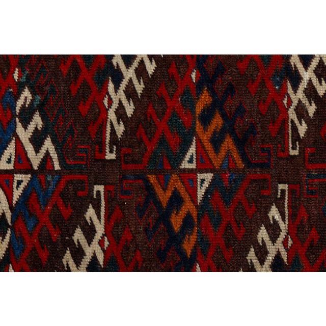 1920s Antique Turkmen Yamoud Wool Rug With Diamond Lattice and Eagle Motif Borders For Sale - Image 5 of 12