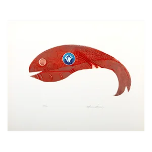 Red Fish, Martin Barooshian Intaglio Aquatint Etching, Signed and Numbered in Pencil
