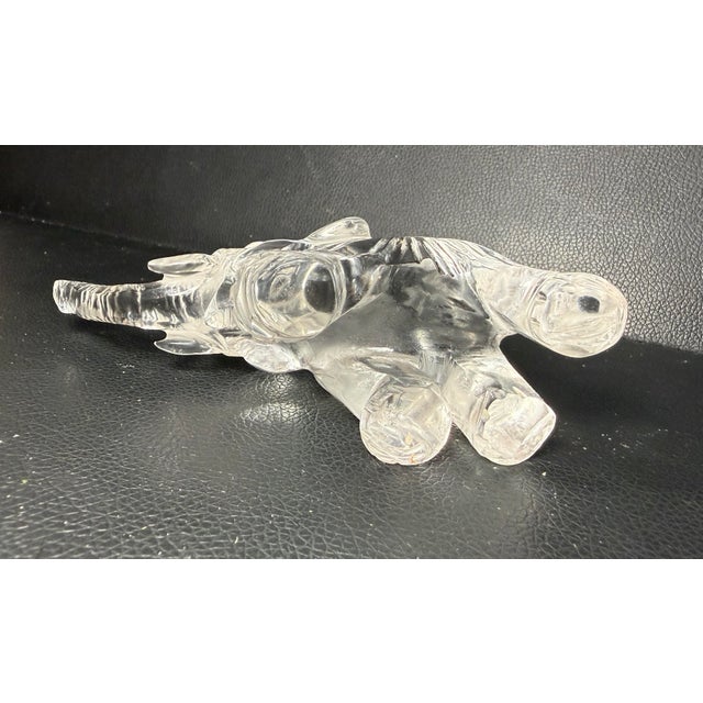Antique Hand Carved Chinese Elephant Clear Rock Crystal Stone Sculpture Statue For Sale - Image 10 of 11
