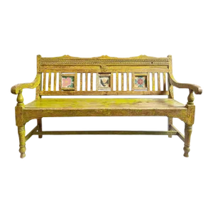 Chartreuse Vintage Colonial Bench