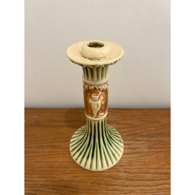 Art Deco Roseville Donatello 1916 Candlesticks For Sale - Image 3 of 8
