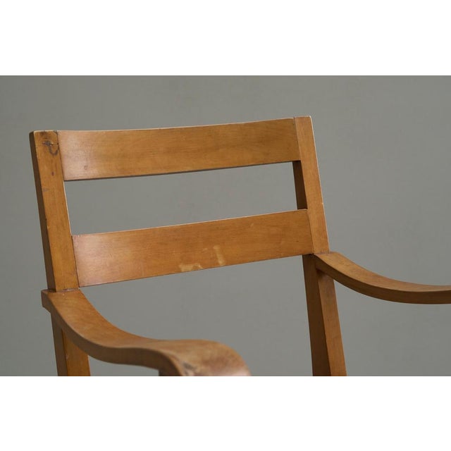 1940s Armchair in Wood and Rush from Oscar Degeyter, Belgium, 1942 For Sale - Image 5 of 13