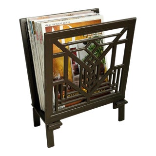 Frank Lloyd Wright Lake Geneva Cast Iron Deep Brown Magazine Rack For Sale