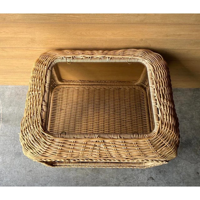 1990s Large Braided Wicker Side Tables a Pair For Sale - Image 5 of 9